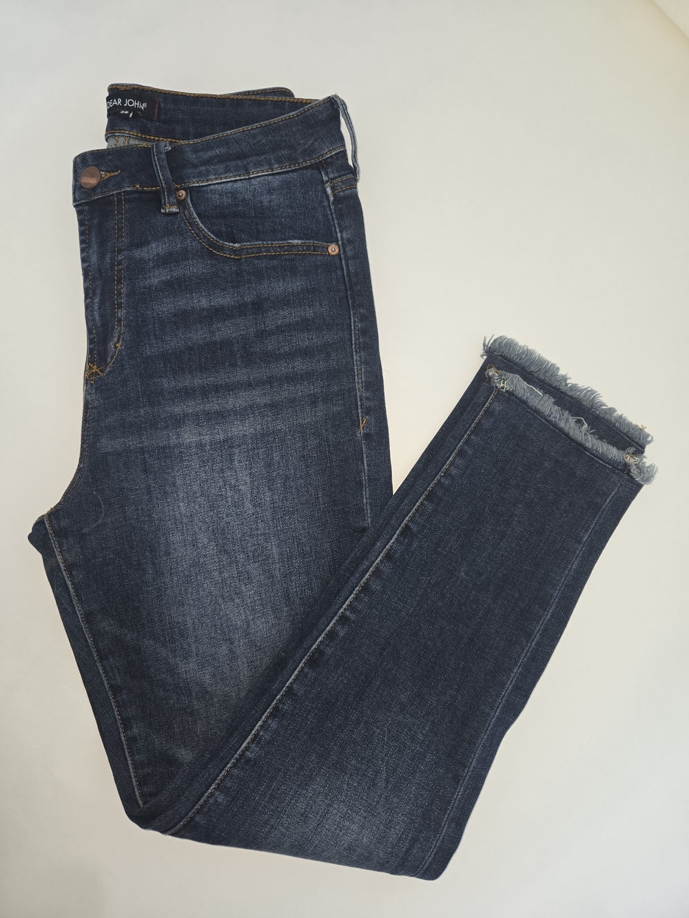 Dear John Dark Blue Cropped Skinny Jeans with Raw Hem Womens Size 28